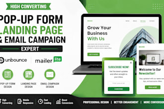design pop up form landing page email campaign via unbounce mailerlite