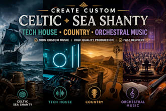 create custom celtic sea shanty tech house country music orchestral music