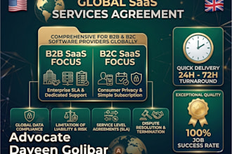 provide a US delaware law saas agreement for your software