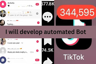 develop automated tiktok bot, live streaming bot, instagram API bot, twitter bot