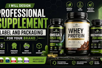 design professional supplement label and packaging