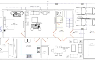 draw 2d autocad floor plan house plan elevation