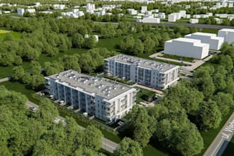 develop community masterplan layout, realistic 3d render for real estate project