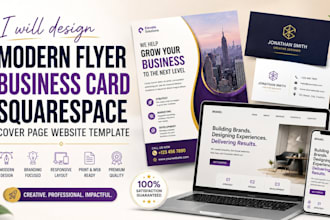 design modern flyer business card squarespace cover page website template