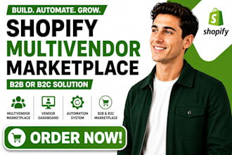 build shopify b2b or b2c multivendor marketplace with vendor dashboard