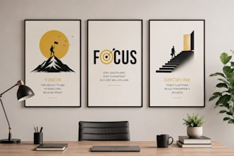 create modern minimalist wall art and printable poster design