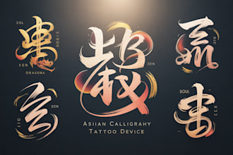design custom asian calligraphy logo, tattoo in japanese chinese or korean style