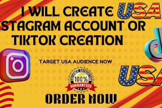 create USA tiktok account, USA instagram account, tiktok USA instagram account