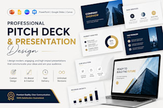 design powerpoint presentation investor deck sales pitch deck google slide canva