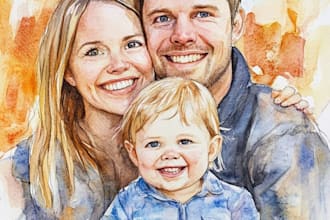 make watercolor family portrait