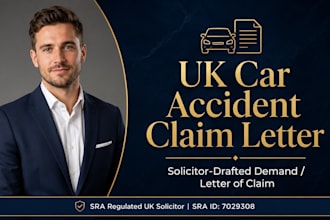 draft UK car accident claim demand letter qualified UK solicitor legal drafting
