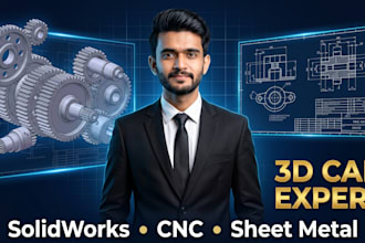 do solidworks 3d modeling, sheet metal, cnc, and 3d printing design