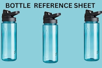 custom bottle 2d and furry ref sheet,anime concept reference sheets for branding