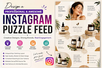design a professional and awesome instagram puzzle feed
