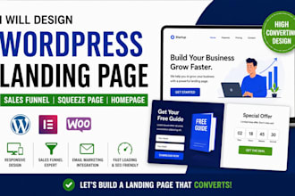 design wordpress landing page, sales funnel, squeeze, or homepage