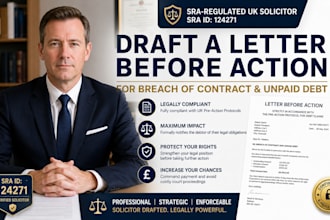 draft a formal UK solicitor letter before action for unpaid debt