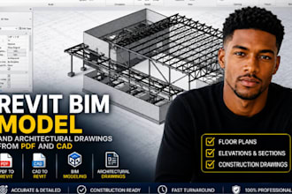 create detailed revit model architectural drawings floor plans from PDF and cad