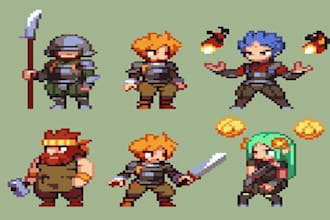 create retro 8 bit and 16 bit pixel art for games, characters,icons,logo
