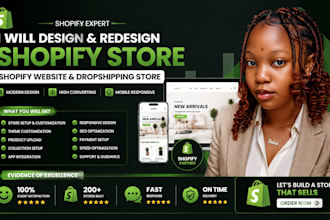 design and redesign shopify store shopify website and shopify dropshipping store