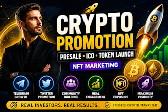 do crypto promotion for presale, token launches, icos and active nft marketing