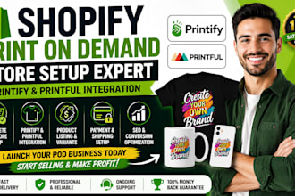 do shopify print on demand printify printful pod store setup design expert
