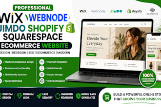 design professional wix webnode jimdo shopify squarespace ecommerce website