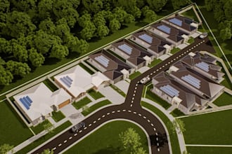render realstate housing,site plan for residential development,community layout