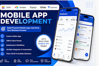 build glide CRM app, client portal, airtable, softr, adalo app