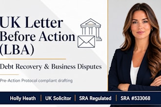 draft a UK letter before action or debt recovery demand letter as UK solicitor