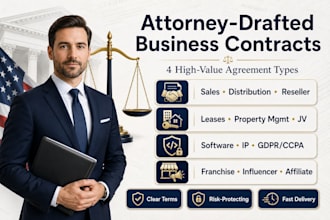 draft a franchise, influencer, affiliate, or supplier agreement as a US attorney