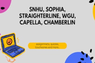help complete online course, assigned tasks, sophia learning, capella, studycom