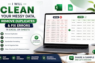clean messy data, remove duplicates and fix errors in excel or sheets