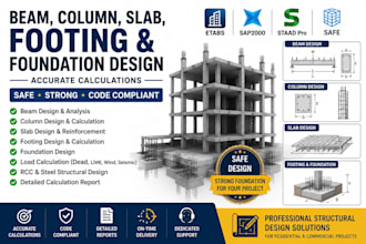 design beam column slab footing and foundation calculations