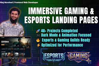 build an immersive gaming or esports landing page using HTML CSS and js