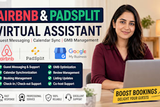 your airbnb padsplit gmb listing virtual assistant guest messaging calendar sync