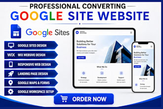 design a professional google sites business website with landing page responsive