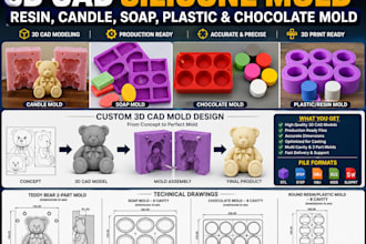 do 3d cad silicone mold, resin, candle, soap, plastic and chocolate mold