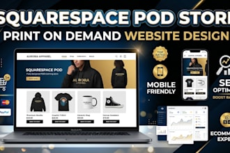 design squarespace print on demand store website for pod brands SEO sales