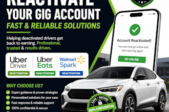 reactivate uber driver , uber eat,spark driver deactivated