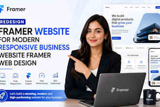 redesign framer website for modern responsive business website framer web design