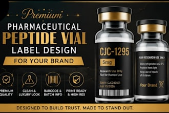 create premium pharmaceutical peptide vial label design for your brand