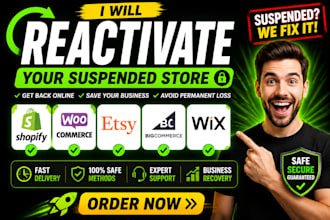 reactivate shopify, woocommerce, etsy, bigcommerce and wix stores