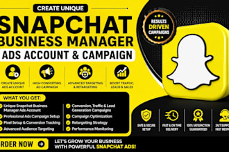 create unique snapchat business manager ads account and snapchat ads campaign