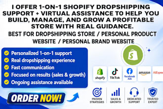 be your shopify 1 on 1 dropshipping coach, virtual assistant and support expert