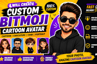 create custom bitmoji cartoon avatar caricature portrait for you