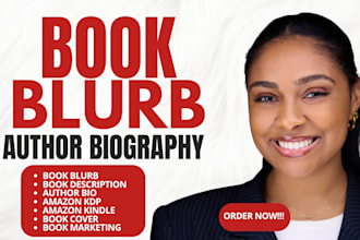 write amazon kindle book description, book blurb, author bio on amazon kdp