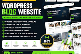 create google adsense approved design wordpress website blog monetization setup