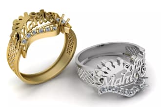 create a jewelry customize pendant, 3d ring modeling, bracelet autocad designed