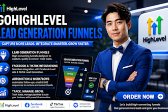 setup gohighlever leads generation funnels,facebook,tiktok internations