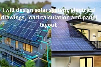 design solar pv system, electrical drawings, load calculations and panel layout